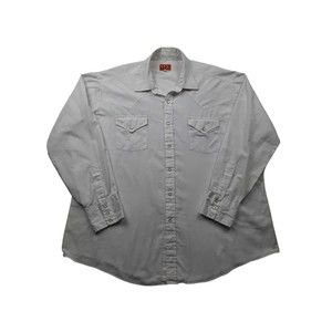 Ely Plains Mens Pearl Snap White Long Sleeve Button Up Shirt Size 18 34/35